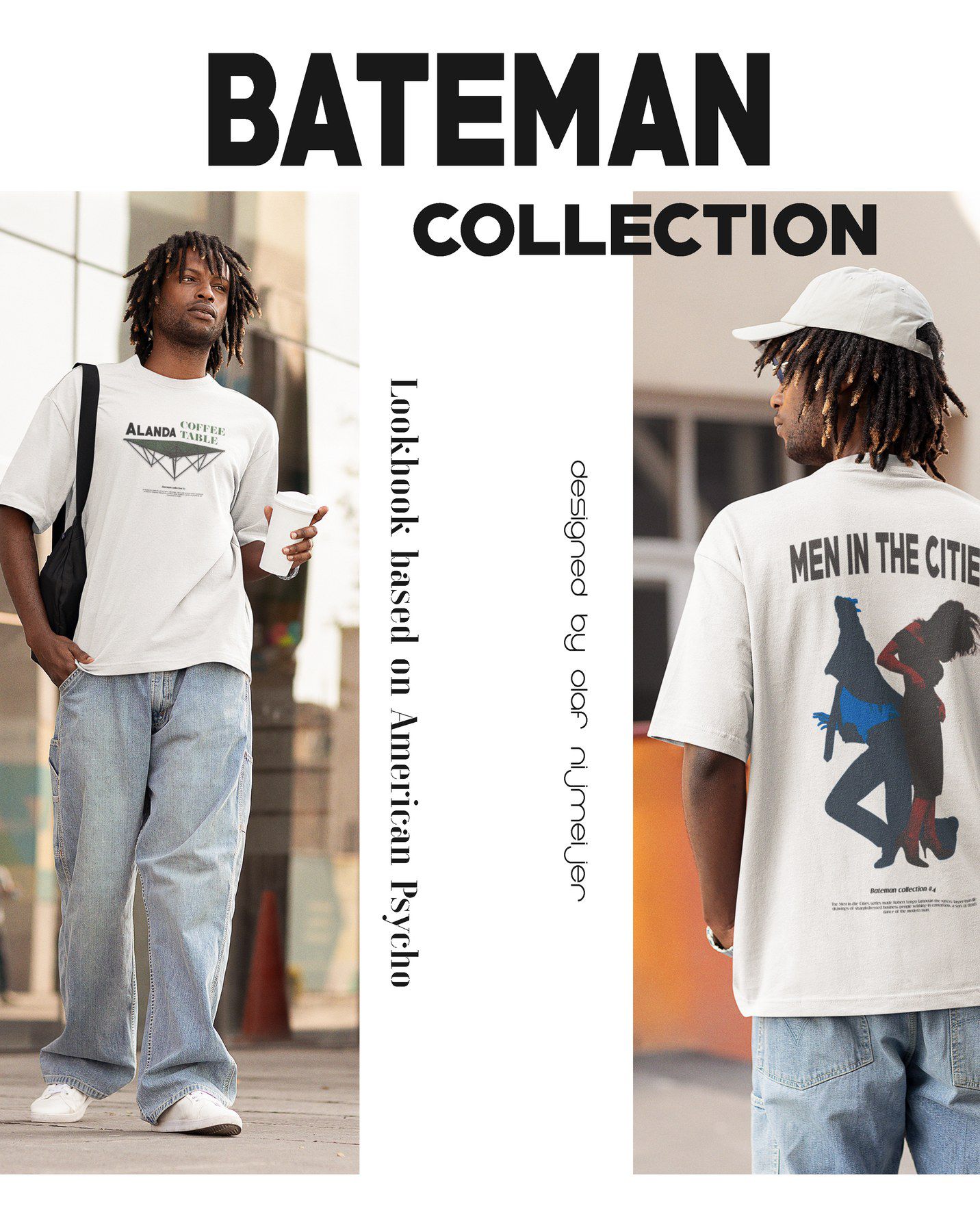 Lookbook cover for the Bateman Collection with two models wearing the tees
