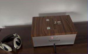 The closed TuneVault with the red light on